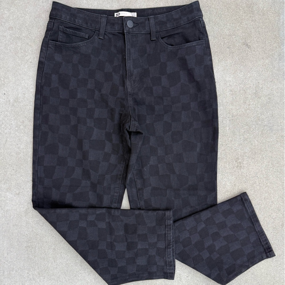 SO Juniors’ Checkered Straight Jeans (Size 13)